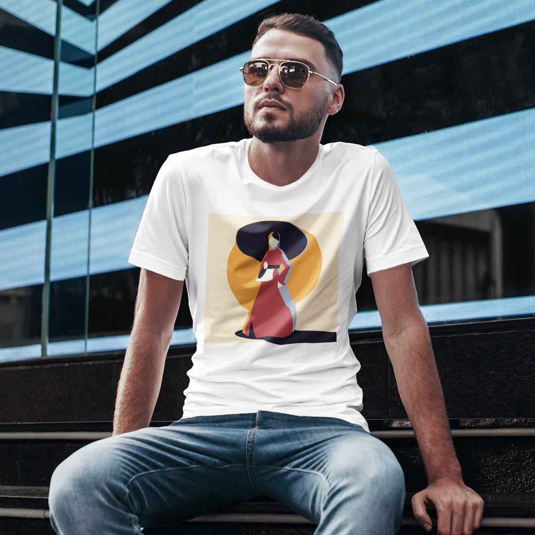 Woman in Korean Hanbok with Umbrella Abstract- Unisex Ultra Cotton Adult T-Shirt