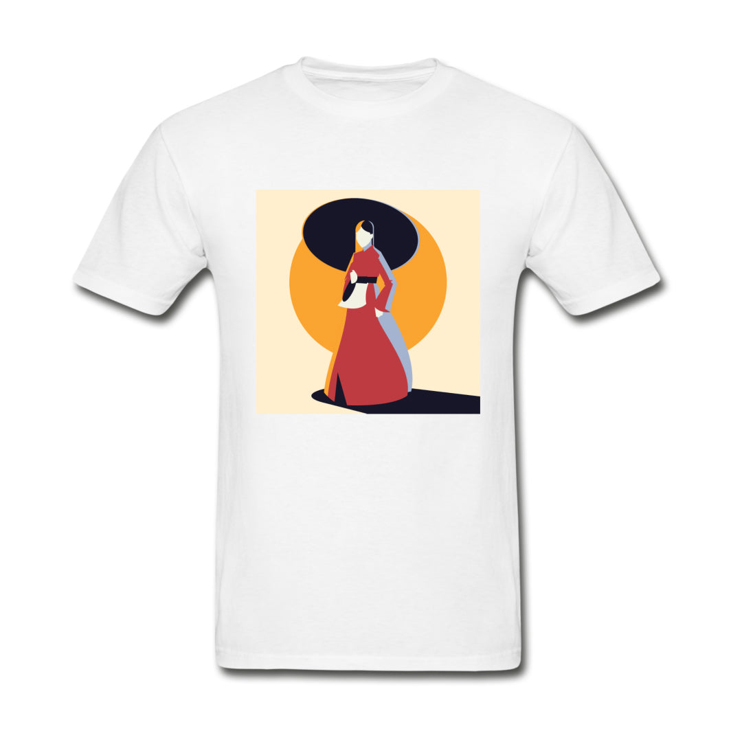 Woman in Korean Hanbok with Umbrella Abstract- Unisex Ultra Cotton Adult T-Shirt
