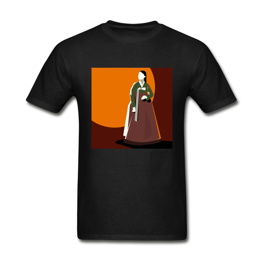 Woman in Korean Hanbok with Orange Sun- Unisex Ultra Cotton Adult T-Shirt