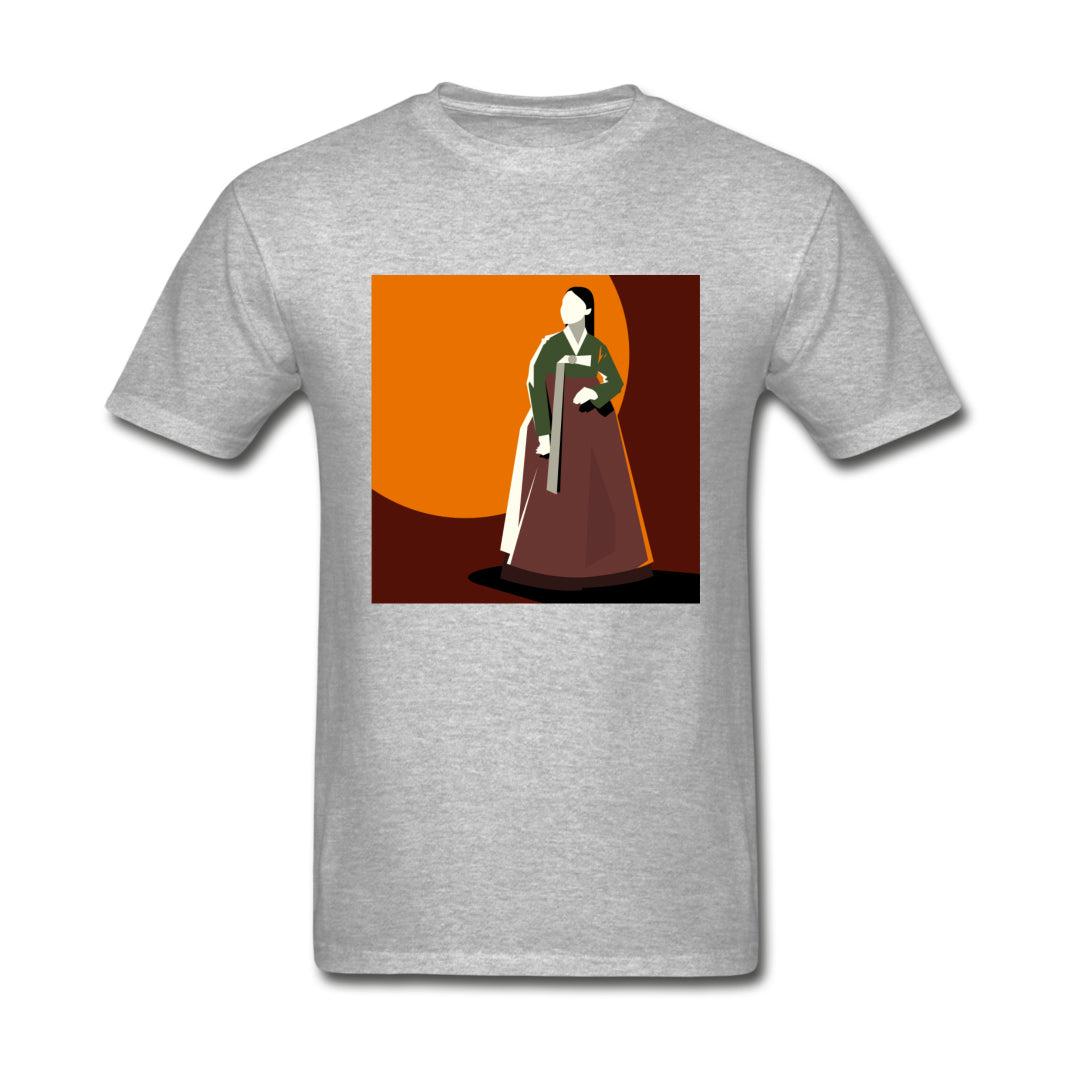 Woman in Korean Hanbok with Orange Sun- Unisex Ultra Cotton Adult T-Shirt
