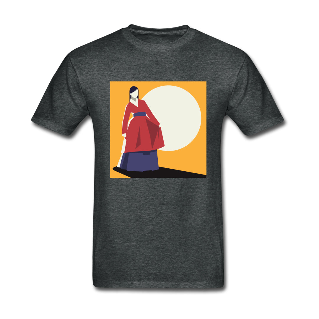Woman in Red Korean Hanbok with a Blue Sash Abstract- Unisex Ultra Cotton Adult T-Shirt