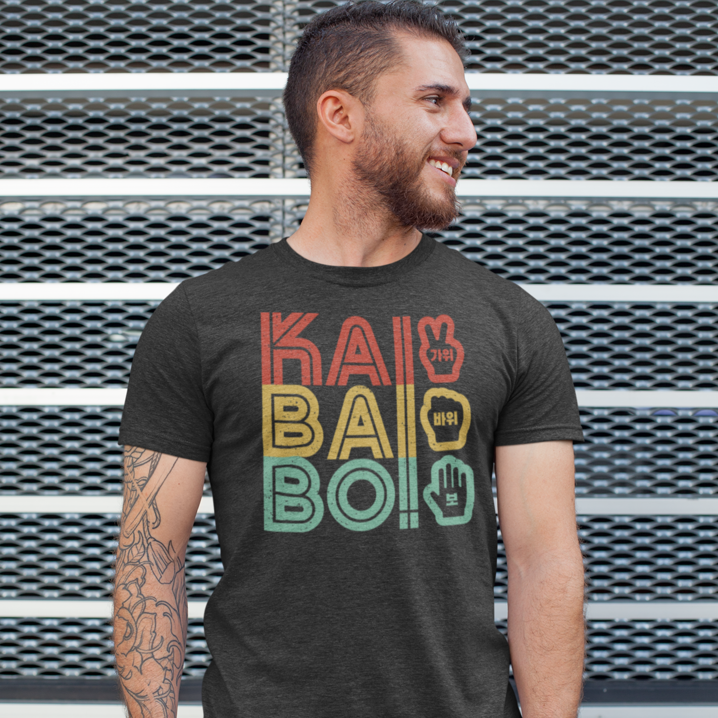 Korean "KAI BAI BO!"  (Rock Paper Scissors)- Retro Unisex Tri-Blend T-Shirt