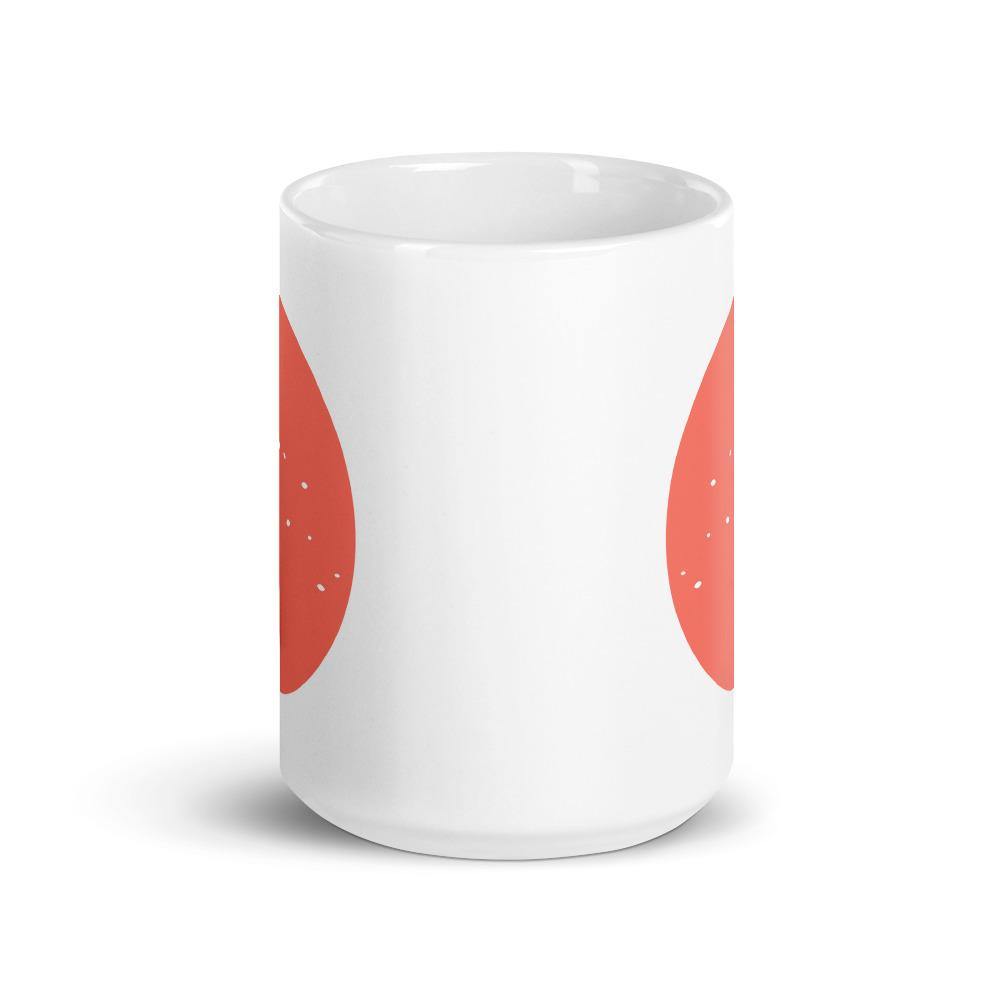 Woman in Korean Hanbok with Petals and Pink Sun Abstract Mug - Hot Like Kimchi