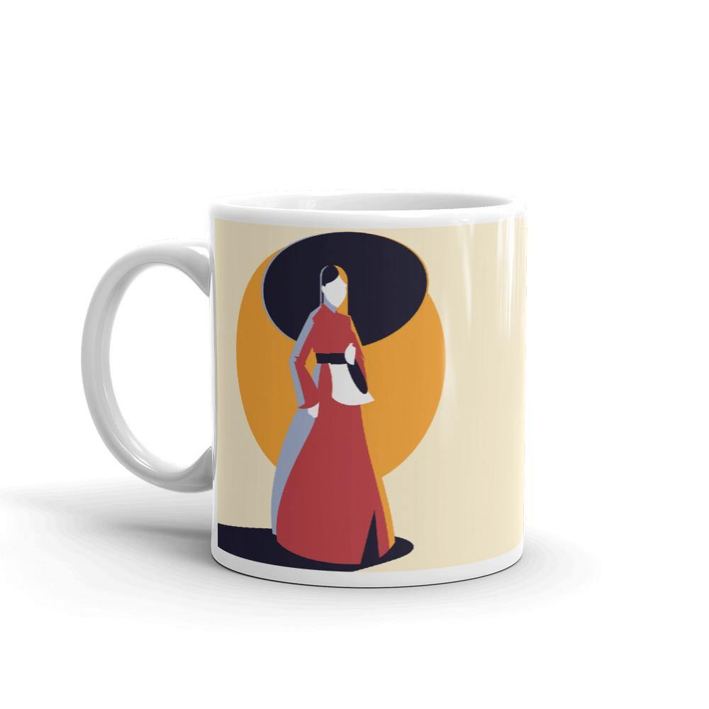 Woman in Korean Hanbok with Umbrella Abstract Mug - Hot Like Kimchi