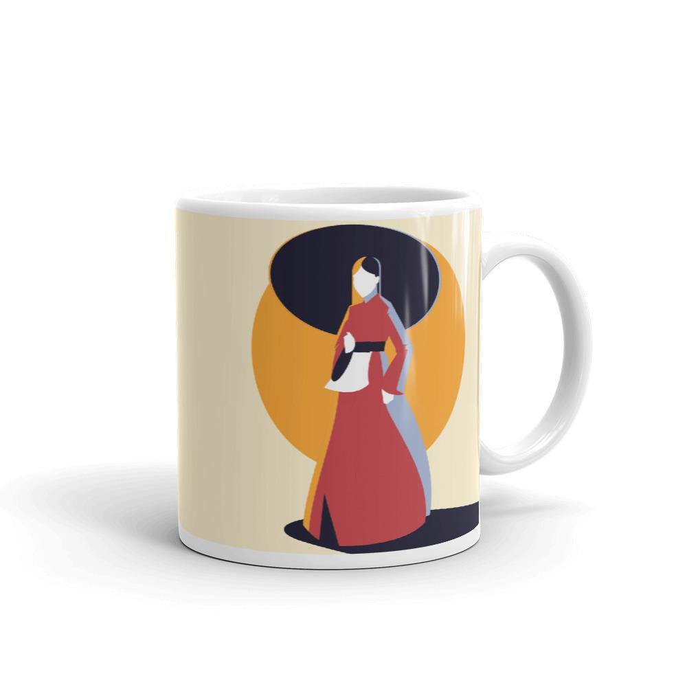 Woman in Korean Hanbok with Umbrella Abstract Mug - Hot Like Kimchi