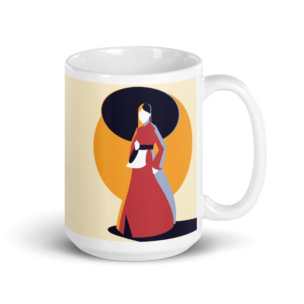 Woman in Korean Hanbok with Umbrella Abstract Mug - Hot Like Kimchi
