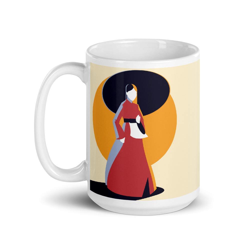 Woman in Korean Hanbok with Umbrella Abstract Mug - Hot Like Kimchi