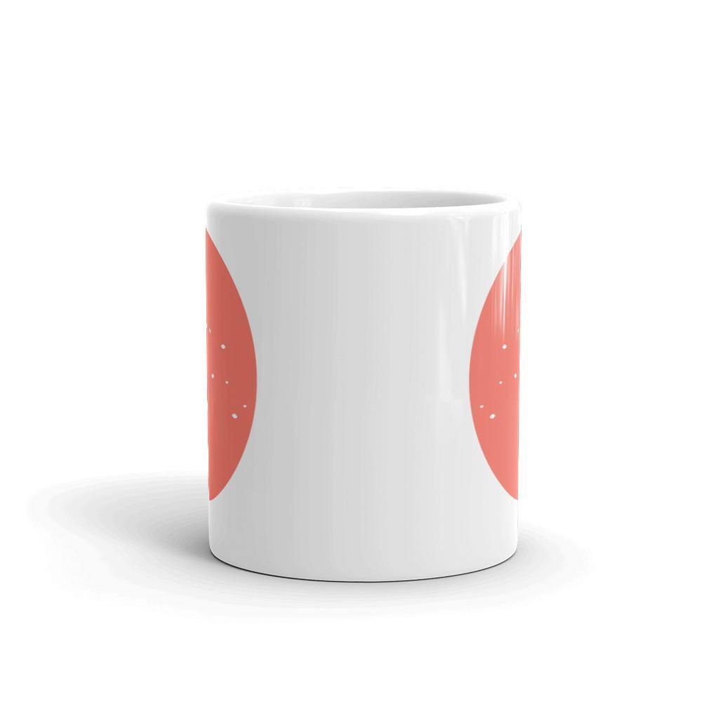 Woman in Korean Hanbok with Petals and Pink Sun Abstract Mug - Hot Like Kimchi