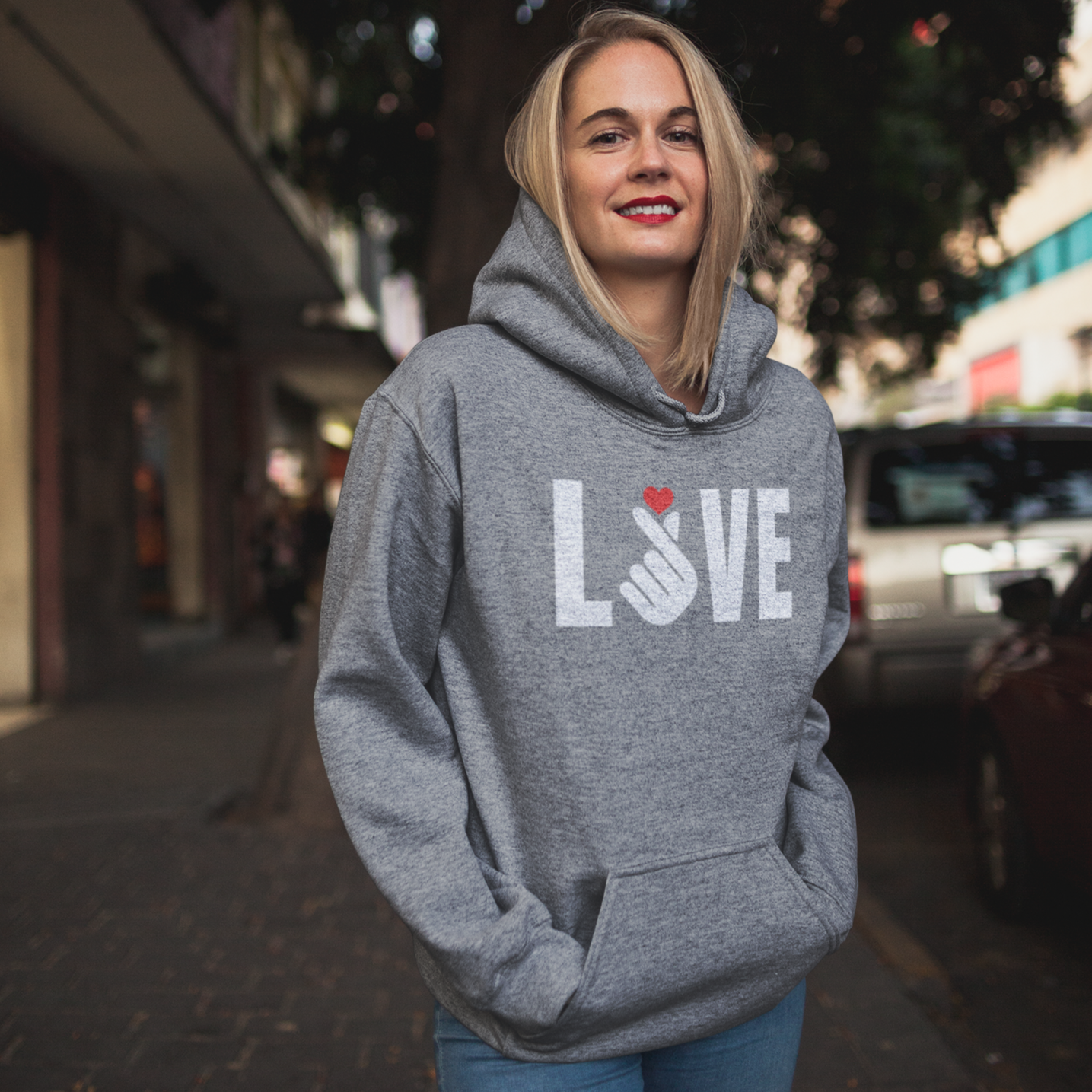 LOVE with Finger Heart Unisex Hoodie