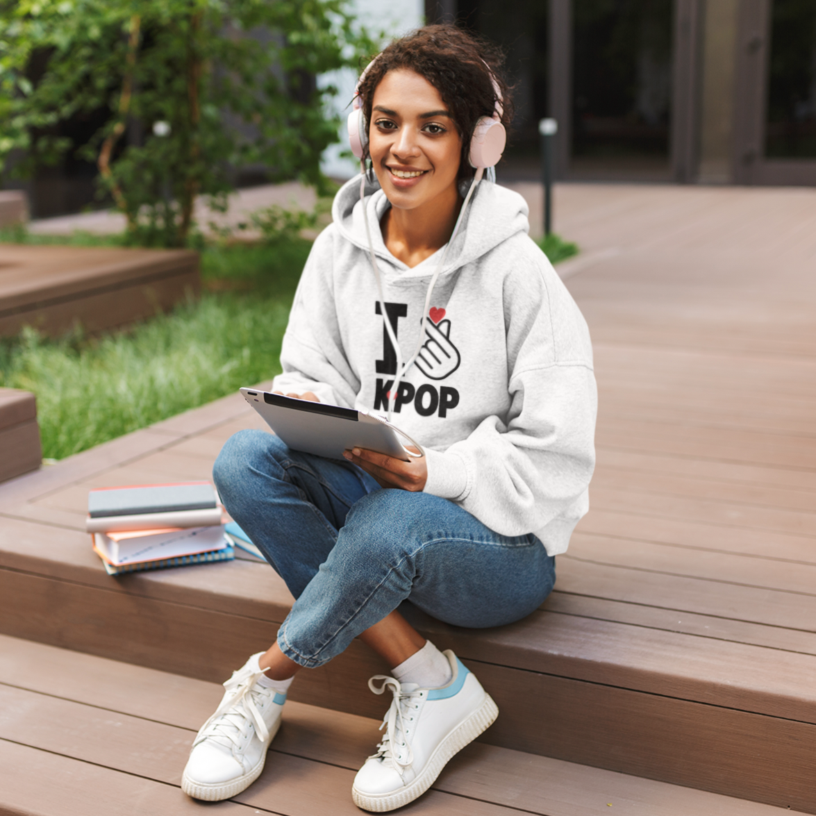 I Finger Heart K-POP Light Unisex Hoodie - Hot Like Kimchi