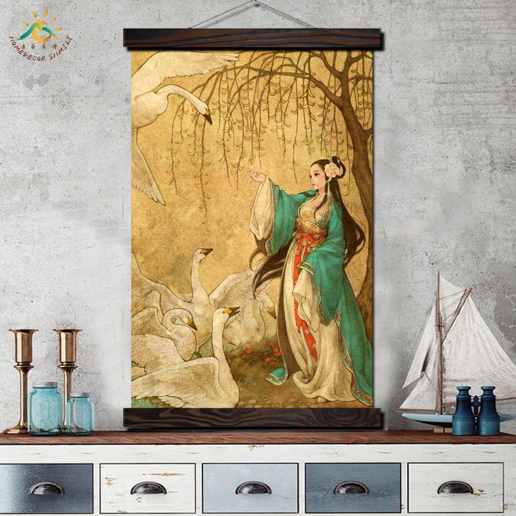 Korean Woman in Ancient Costume Scroll Wall Art - Hot Like Kimchi