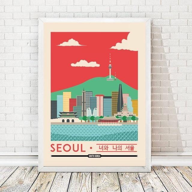 Seoul, South Korea Skyline Travel Canvas Poster - Hot Like Kimchi