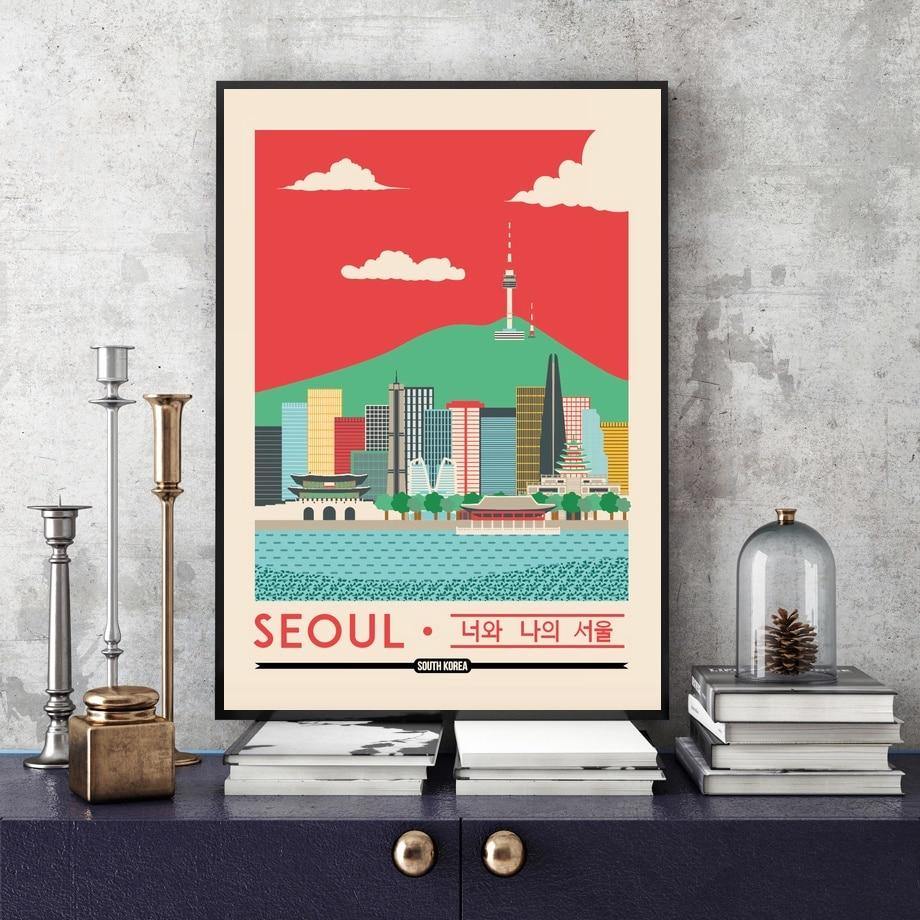 Seoul, South Korea Skyline Travel Canvas Poster - Hot Like Kimchi