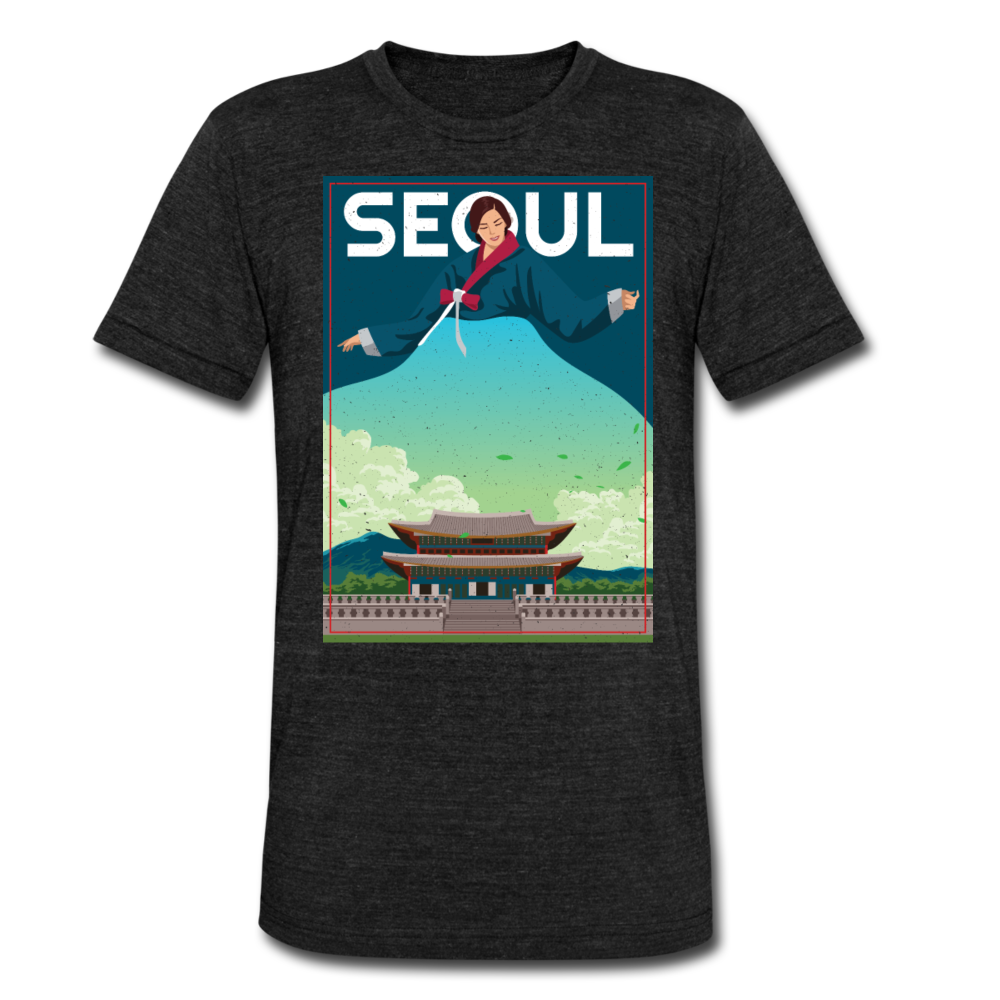 SEOUL Lady in Korean Hanbok Gyeongbokgung/Gyeongbok Palace- Unisex Tri-Blend T-Shirt - Hot Like Kimchi