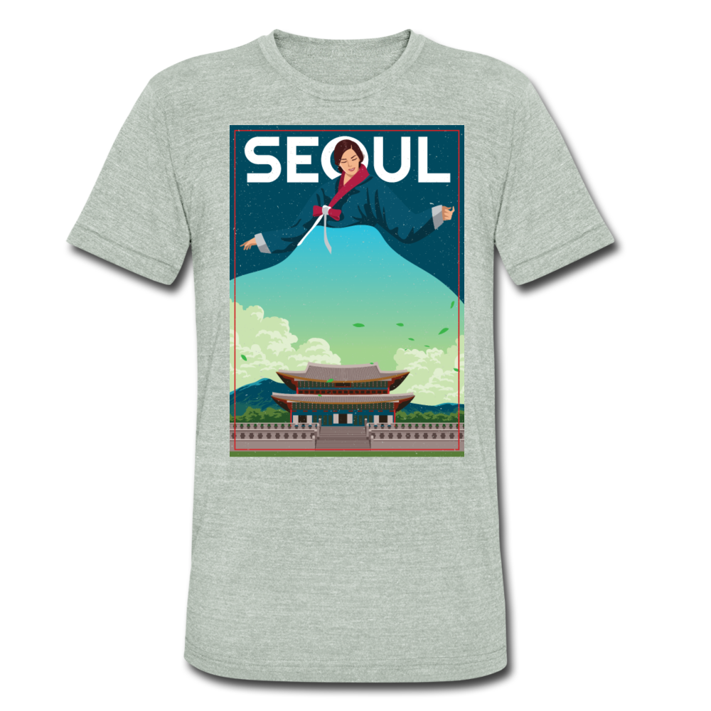 SEOUL Lady in Korean Hanbok Gyeongbokgung/Gyeongbok Palace- Unisex Tri-Blend T-Shirt - Hot Like Kimchi