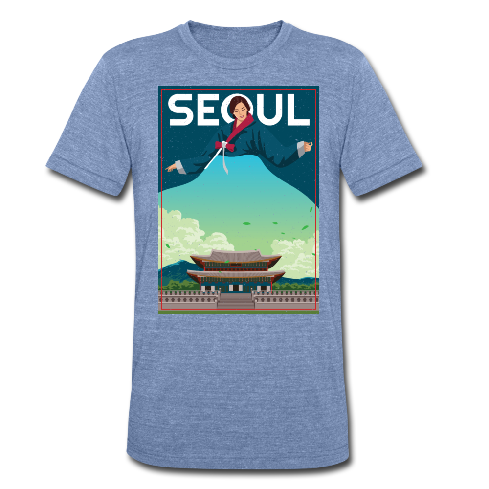 SEOUL Lady in Korean Hanbok Gyeongbokgung/Gyeongbok Palace- Unisex Tri-Blend T-Shirt - Hot Like Kimchi