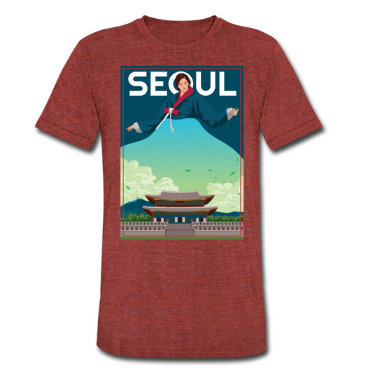 SEOUL Lady in Korean Hanbok Gyeongbokgung/Gyeongbok Palace- Unisex Tri-Blend T-Shirt - Hot Like Kimchi