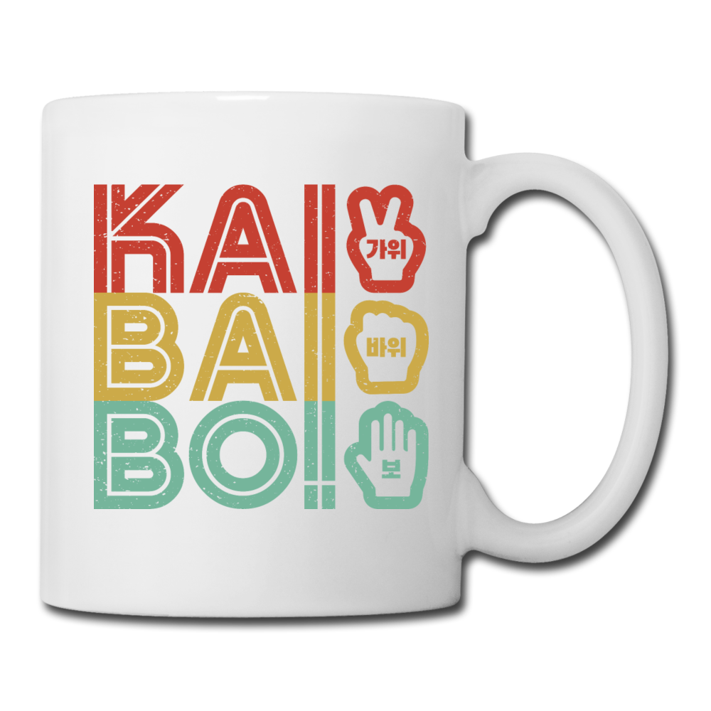 Korean "KAI BAI BO!" (Rock Paper Scissors)- Retro Coffee/Tea Mug - white
