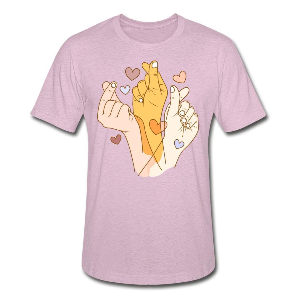 Trio of Finger Hearts- Unisex Heather Prism T-Shirt - Hot Like Kimchi
