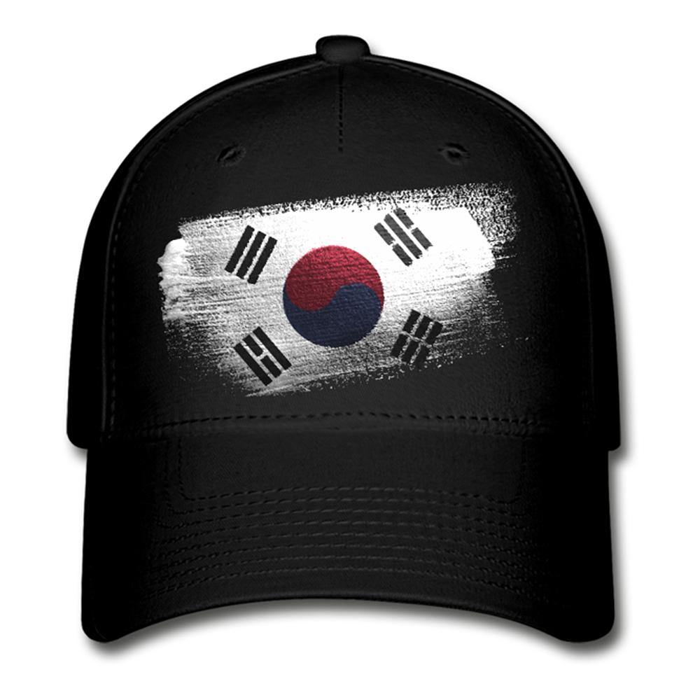 Painted Look South Korean Flag Closed-Back Structured Cap | Flexfit - Hot Like Kimchi