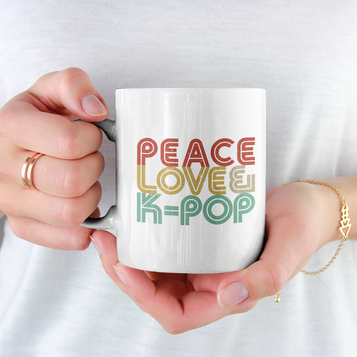 PEACE LOVE & K-POP- Coffee/Tea Mug - Hot Like Kimchi