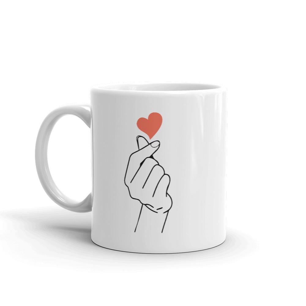 Korean Finger Heart Gesture- Coffee Tea Mug - Hot Like Kimchi