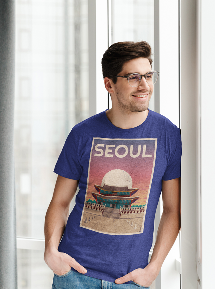 SEOUL Pastel Sky Gyeongbokgung/Gyeongbok Palace- Unisex Tri-Blend T-Shirt - Hot Like Kimchi