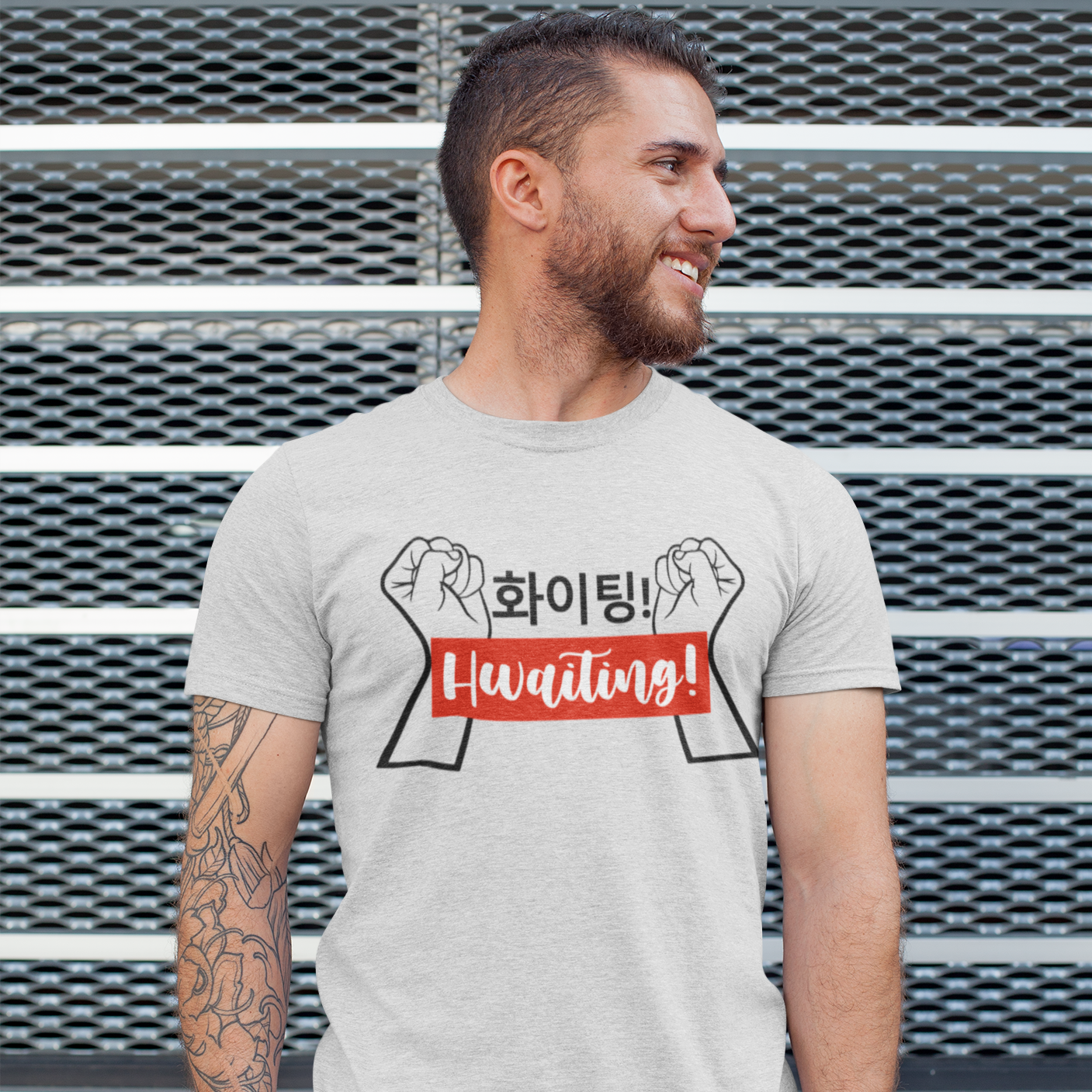 Korean Hangul 화이팅! Hwaiting! Fists- Light Unisex Jersey T-Shirt - Hot Like Kimchi