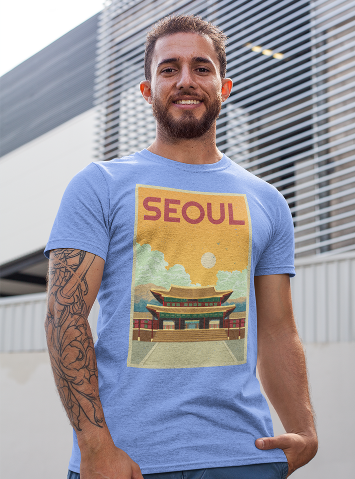 SEOUL Yellow Sky Gyeongbokgung/Gyeongbok Palace- Unisex Tri-Blend T-Shirt - Hot Like Kimchi