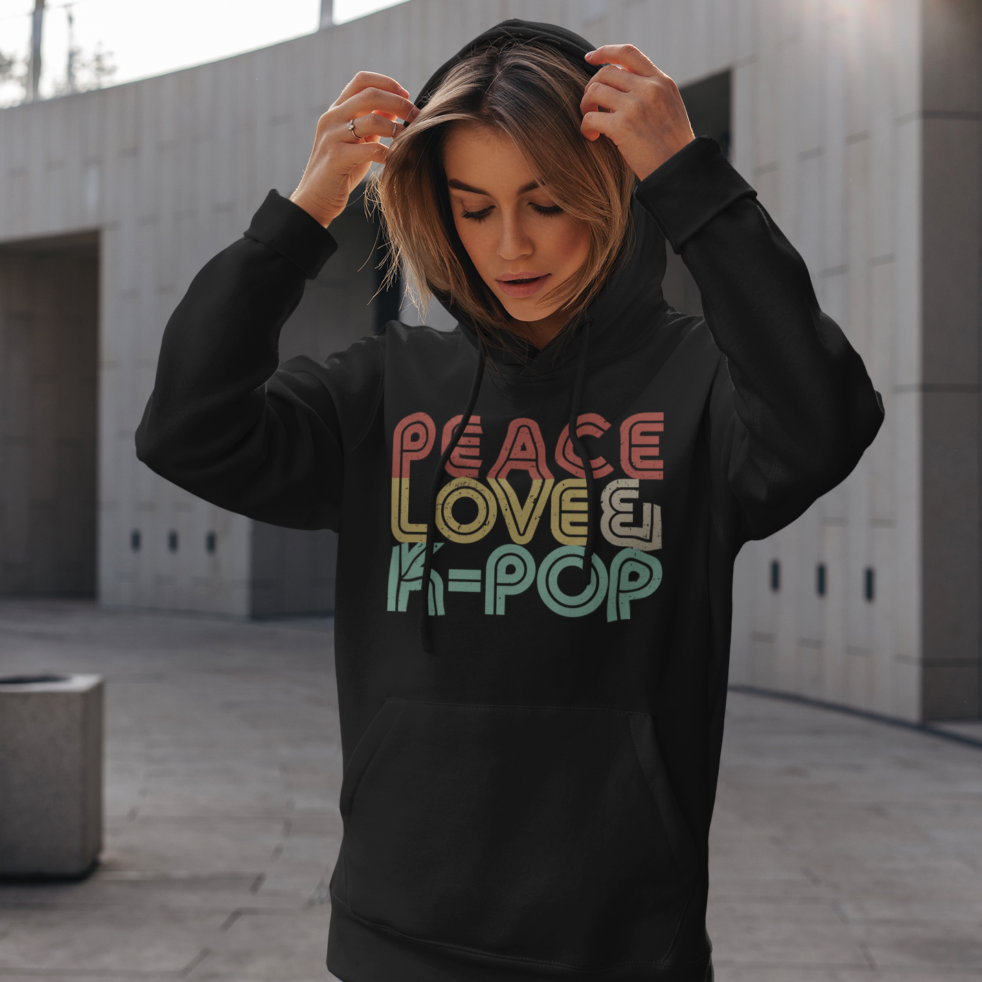 PEACE LOVE & K-POP Retro Unisex Hoodie