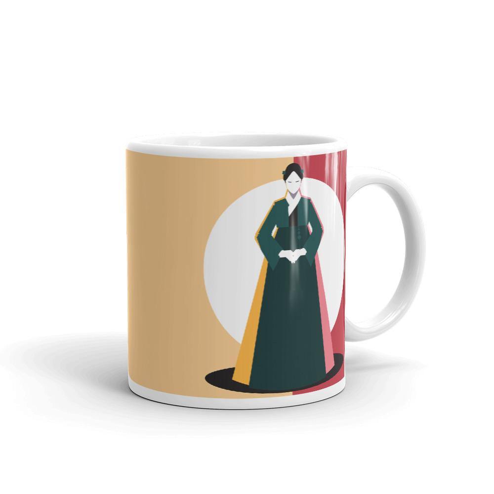 Woman in Green Korean Hanbok Abstract Mug - Hot Like Kimchi