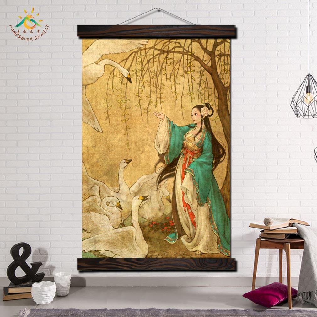 Korean Woman in Ancient Costume Scroll Wall Art - Hot Like Kimchi