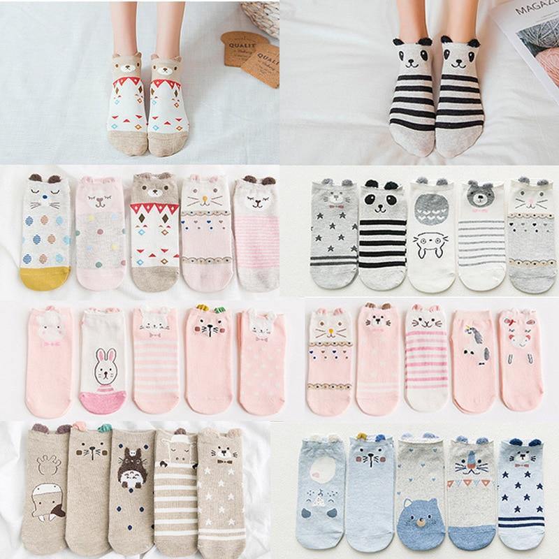 5 Pairs of Adorable Animal Pattern Socks - Hot Like Kimchi