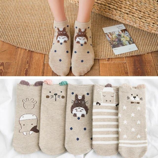 5 Pairs of Adorable Animal Pattern Socks - Hot Like Kimchi