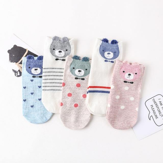 5 Pairs of Adorable Animal Pattern Socks - Hot Like Kimchi