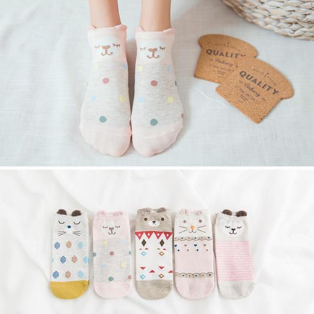 5 Pairs of Adorable Animal Pattern Socks - Hot Like Kimchi