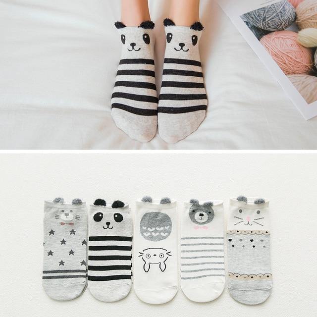 5 Pairs of Adorable Animal Pattern Socks - Hot Like Kimchi