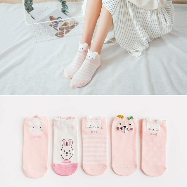 5 Pairs of Adorable Animal Pattern Socks - Hot Like Kimchi