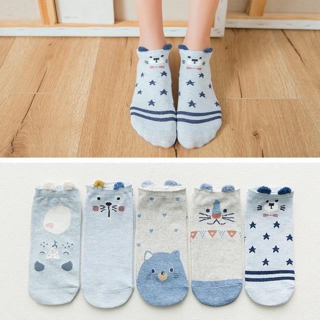 5 Pairs of Adorable Animal Pattern Socks - Hot Like Kimchi