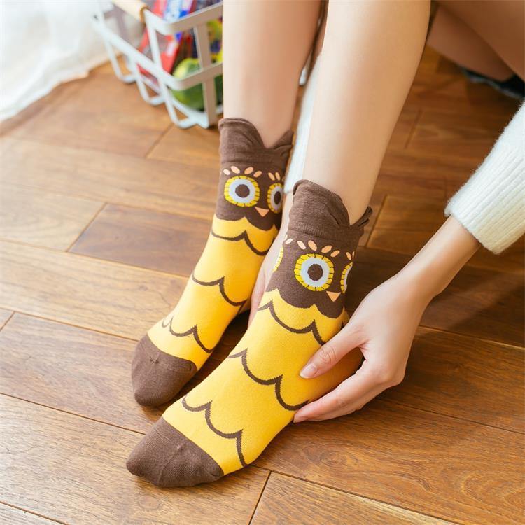 Trendy Owl Pattern Ankle Socks - Hot Like Kimchi