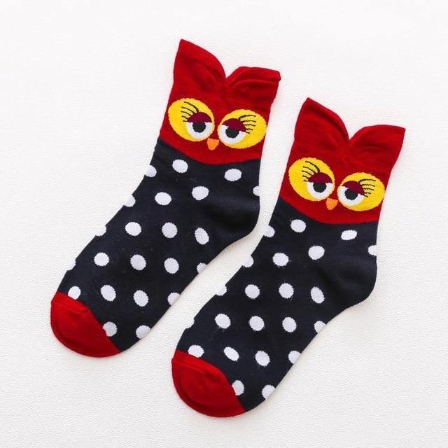 Trendy Owl Pattern Ankle Socks - Hot Like Kimchi