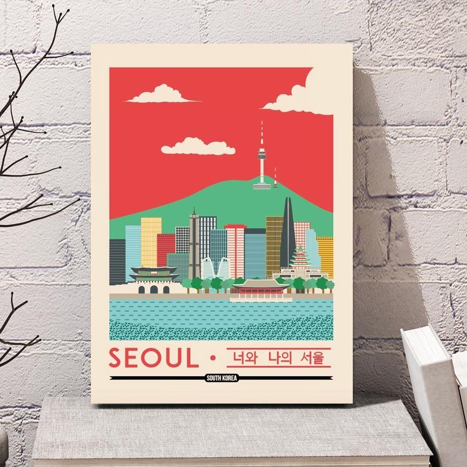 Seoul, South Korea Skyline Travel Canvas Poster - Hot Like Kimchi