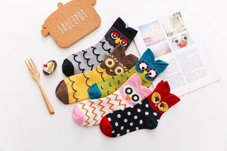 Trendy Owl Pattern Ankle Socks - Hot Like Kimchi