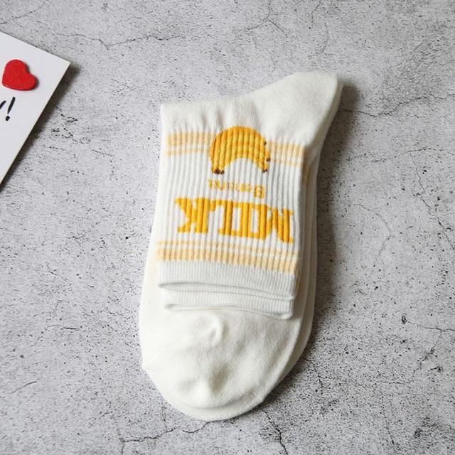 Fun Milk Flavor Design Crew Socks - Hot Like Kimchi