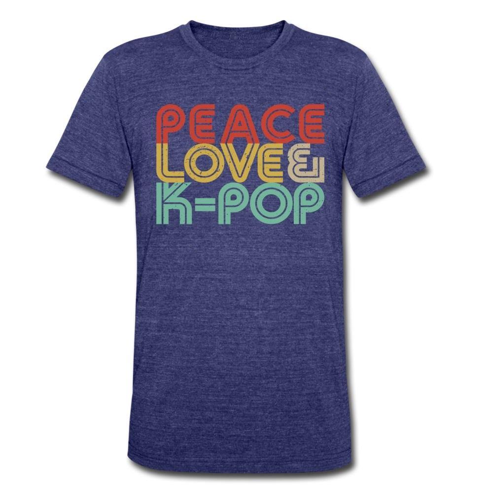 PEACE LOVE & K-POP- Retro Unisex Tri-Blend T-Shirt - Hot Like Kimchi