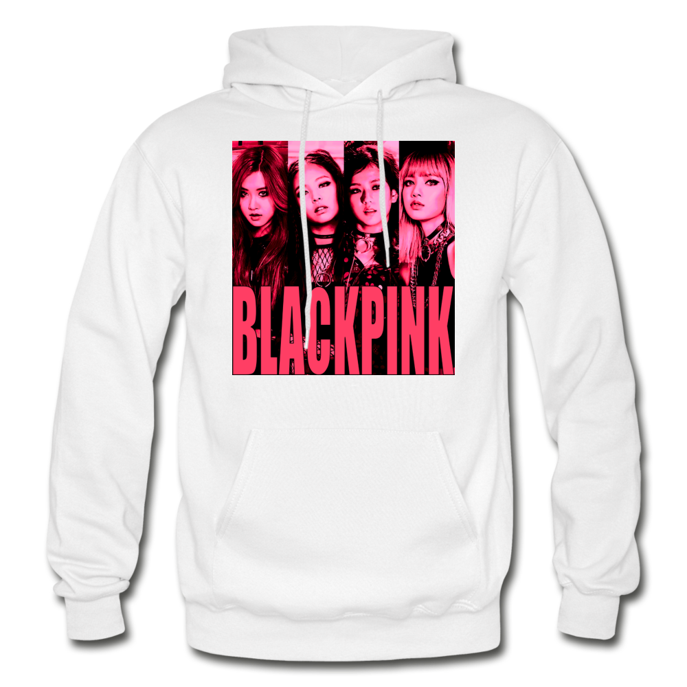 K-Pop BlackPink Group Graphic Jennie Rosé Lisa and Jisoo- Heavy Blend Adult Hoodie - white