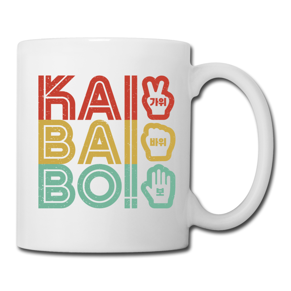 Korean "KAI BAI BO!"  (Rock Paper Scissors)- Retro Coffee/Tea Mug - white