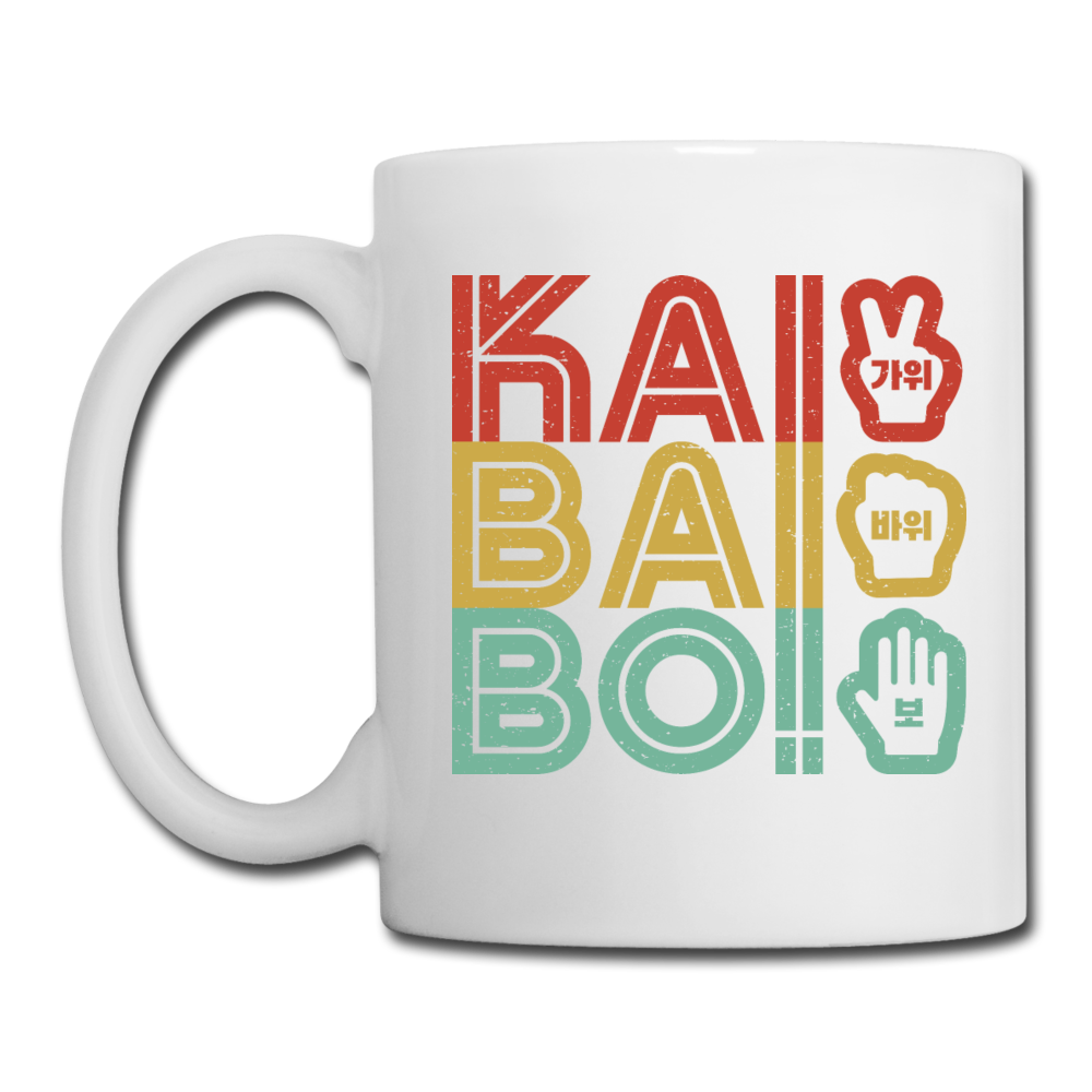 Korean "KAI BAI BO!"  (Rock Paper Scissors)- Retro Coffee/Tea Mug - white