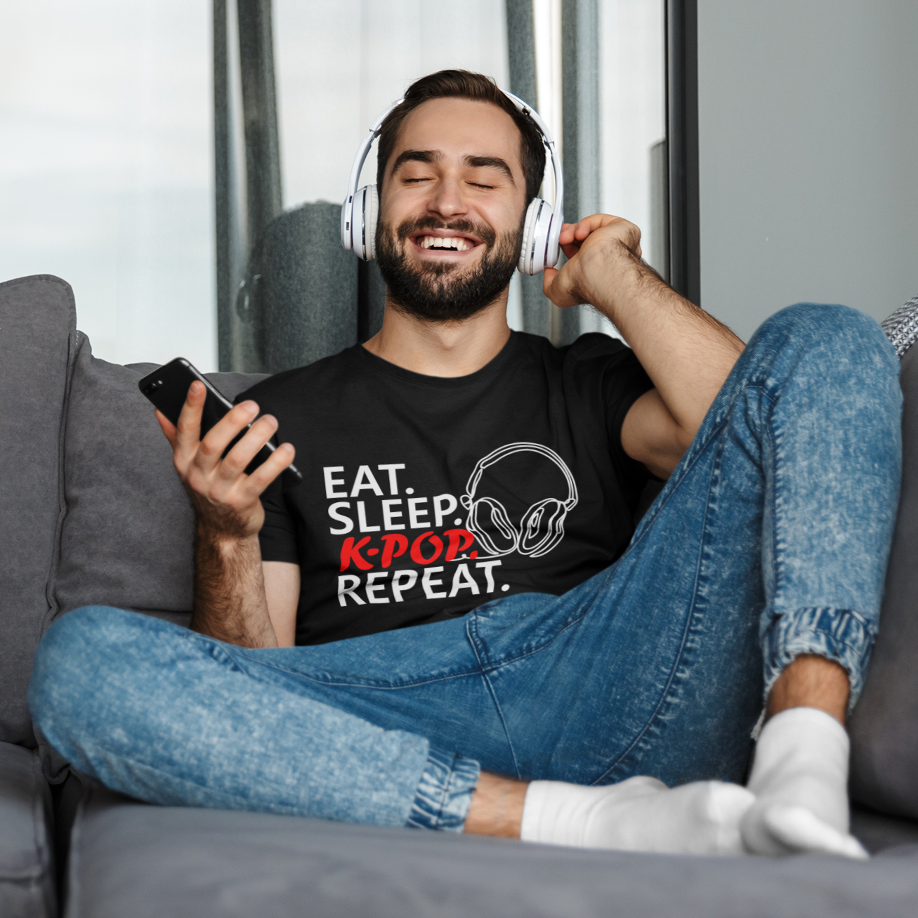 EAT. SLEEP. K-POP. REPEAT.- Dark Unisex Ultra Cotton T-Shirt - Hot Like Kimchi